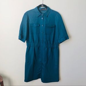 THE LIMITED Teal Safari Style Shirt Dress
